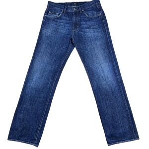 Hugo Boss Mens Jackson Straight Leg Jeans 33x32 Relaxed Fit Dark Wash Blue Denim